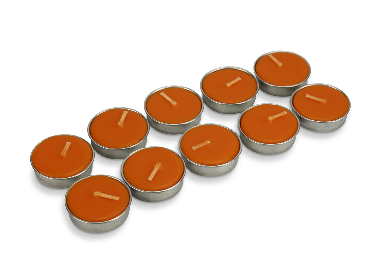 Pack of 10 Buddhist votive tealights - orange colour. - farangshop-co