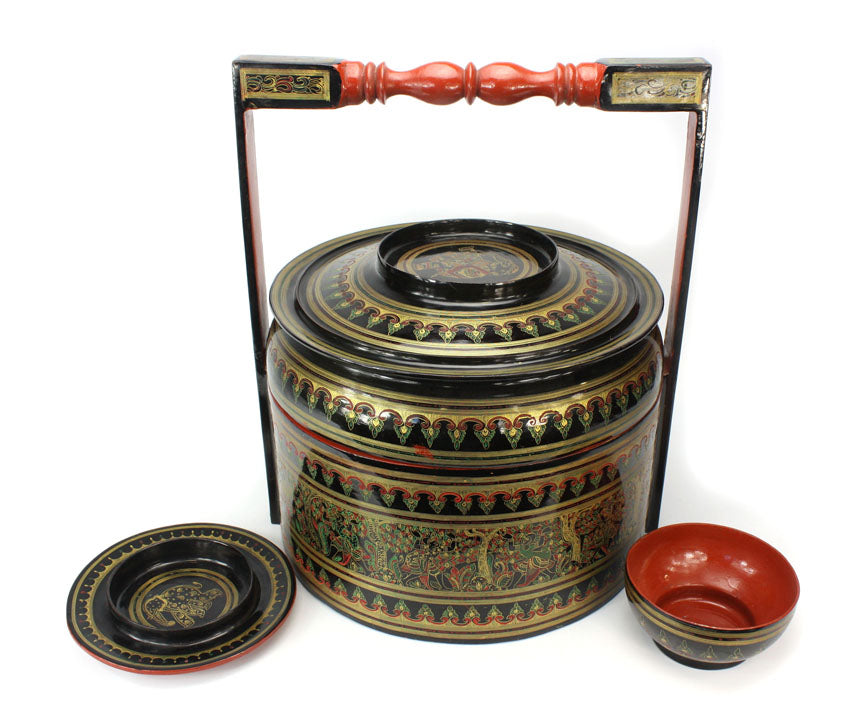 Burmese Lacquerware Food Carrier - Large Htamin-gyaing - farangshop-co