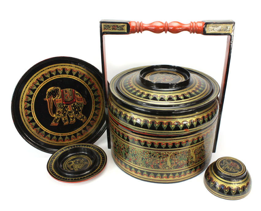 Burmese Lacquerware Food Carrier - Large Htamin-gyaing - farangshop-co