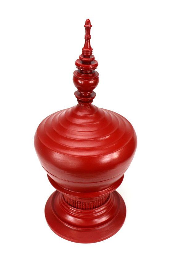 Burmese lacquerware offering vessel, known as hsun ok or soon-oke, red, 60cm high - farangshop-co
