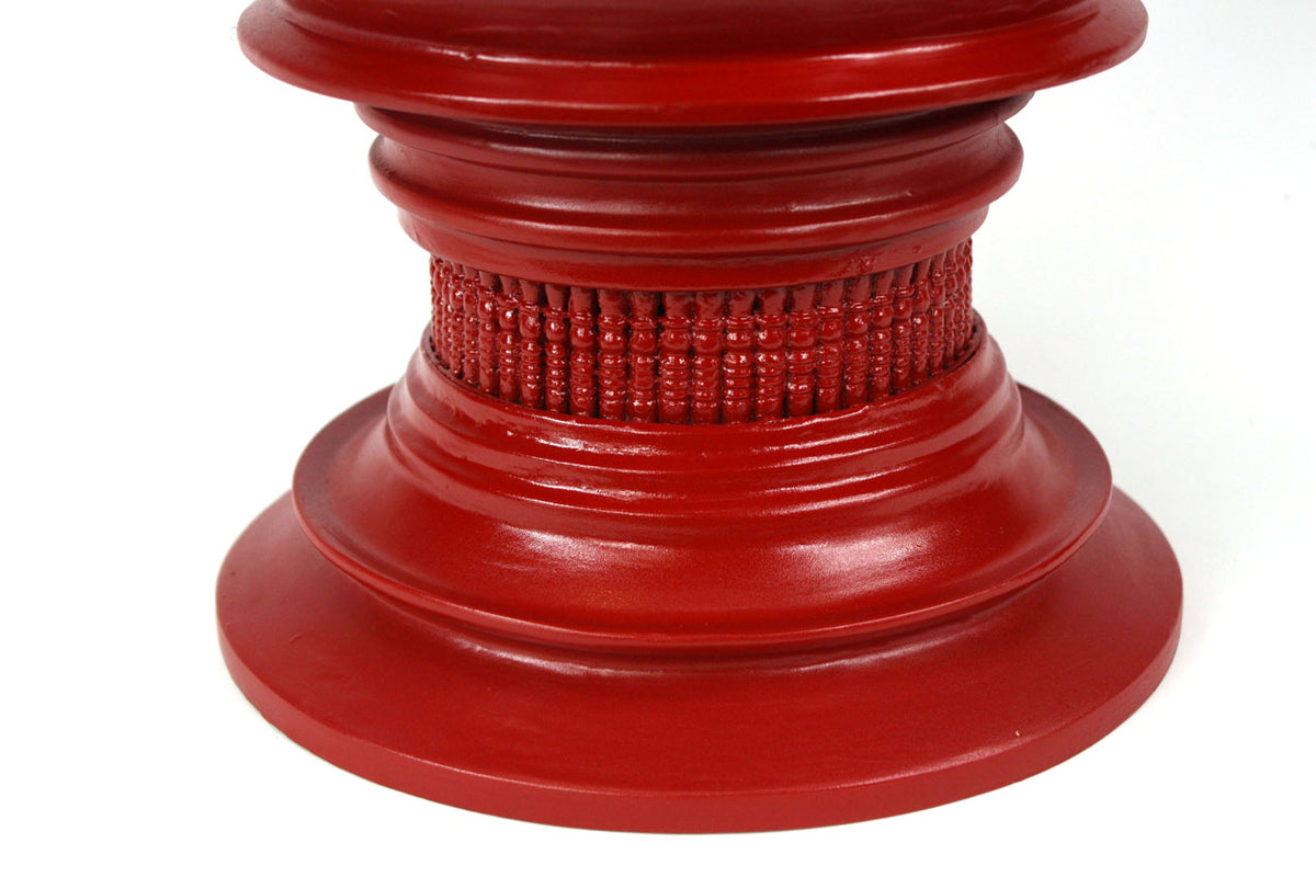 Burmese lacquerware offering vessel, known as hsun ok or soon-oke, red, 60cm high - farangshop-co