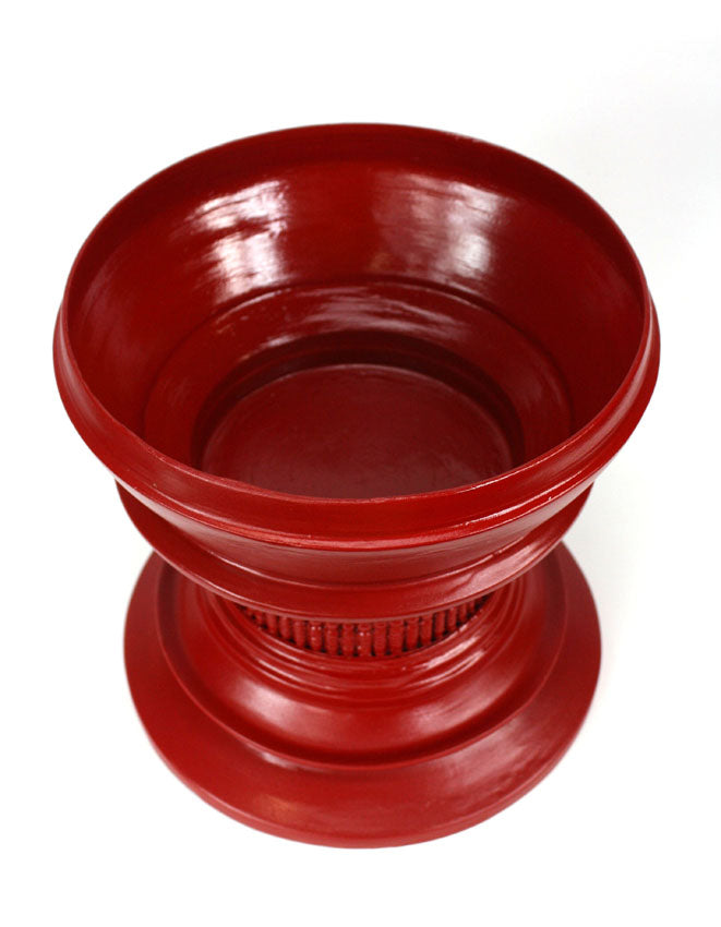 Burmese lacquerware offering vessel, known as hsun ok or soon-oke, red, 60cm high - farangshop-co