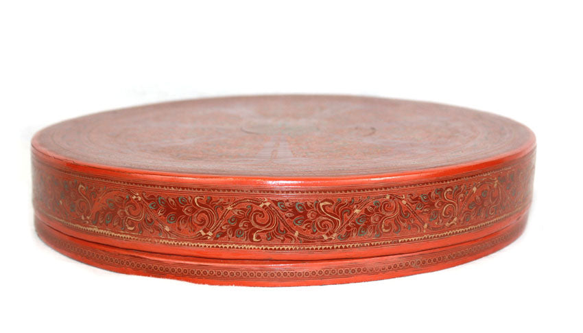 Burmese Lacquerware snack box, cho-chin-hte, large size - farangshop-co