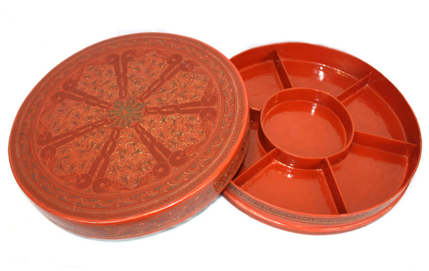 Burmese Lacquerware snack box, cho-chin-hte, large size - farangshop-co