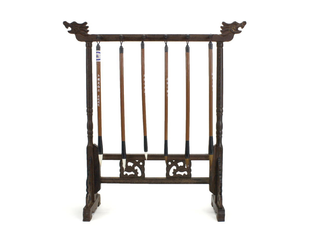 Chinese calligraphy brush stand, Wooden dragon design - farangshop-co
