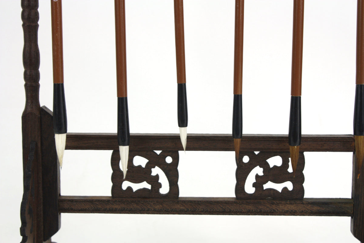 Chinese calligraphy brush stand, Wooden dragon design - farangshop-co