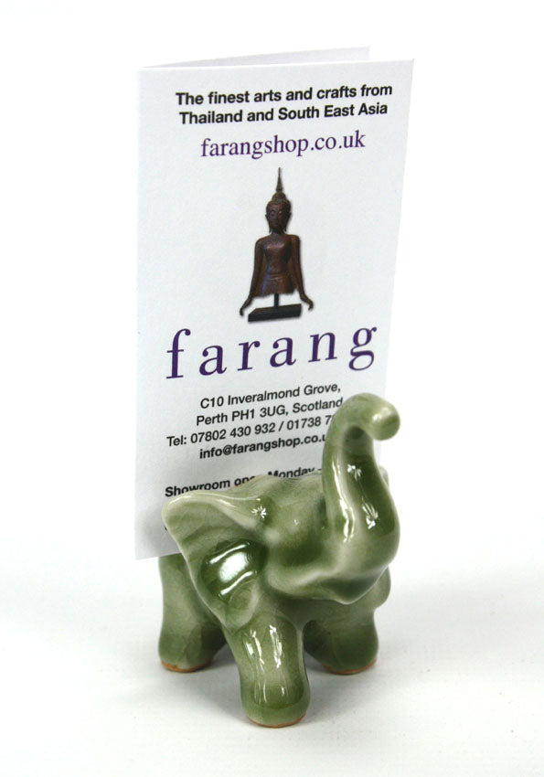 Business card holder, elephant made from Thai celadon - farangshop-co
