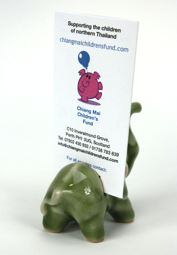 Business card holder, elephant made from Thai celadon - farangshop-co