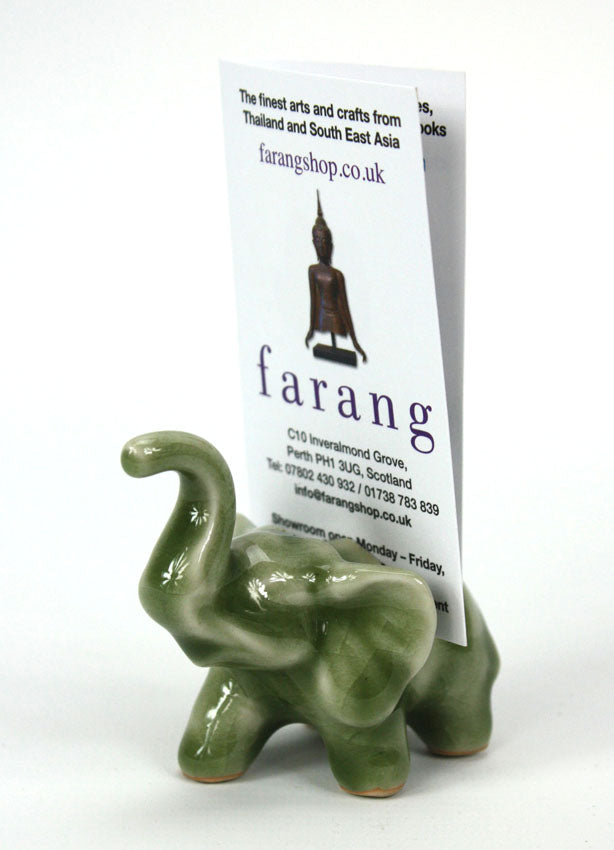 Business card holder, elephant made from Thai celadon - farangshop-co