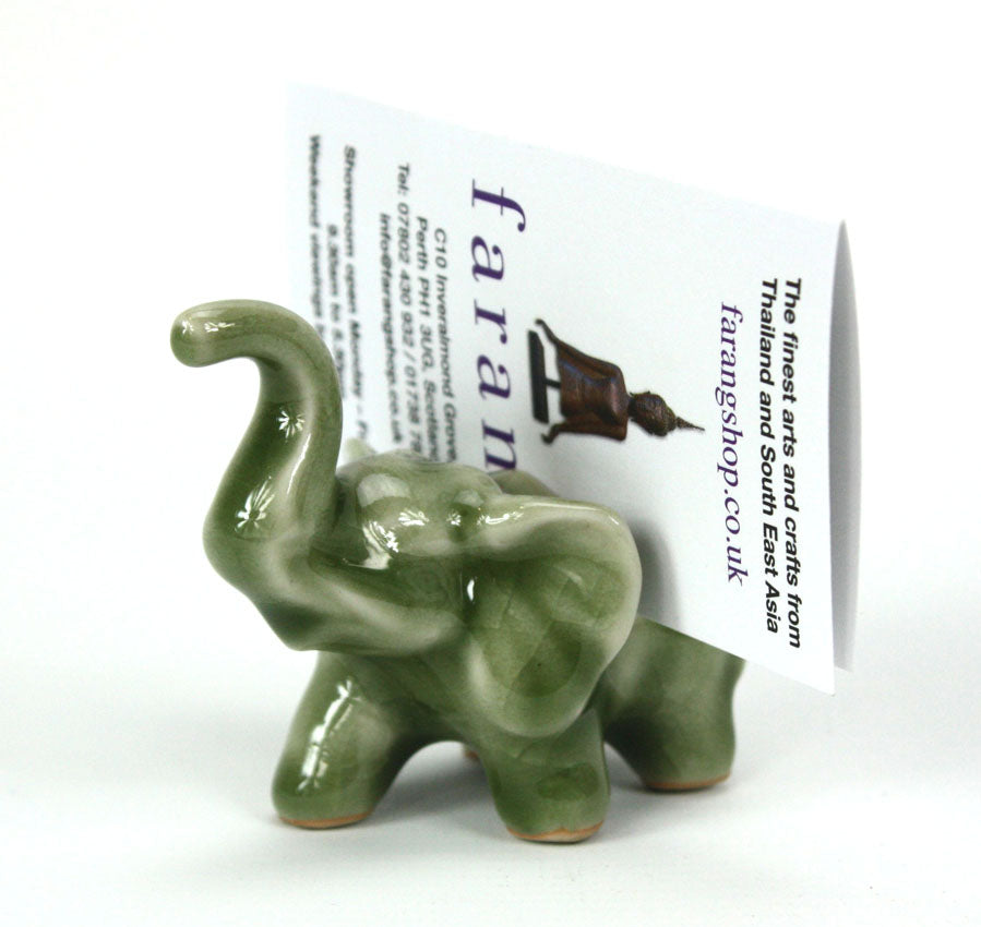 Business card holder, elephant made from Thai celadon - farangshop-co