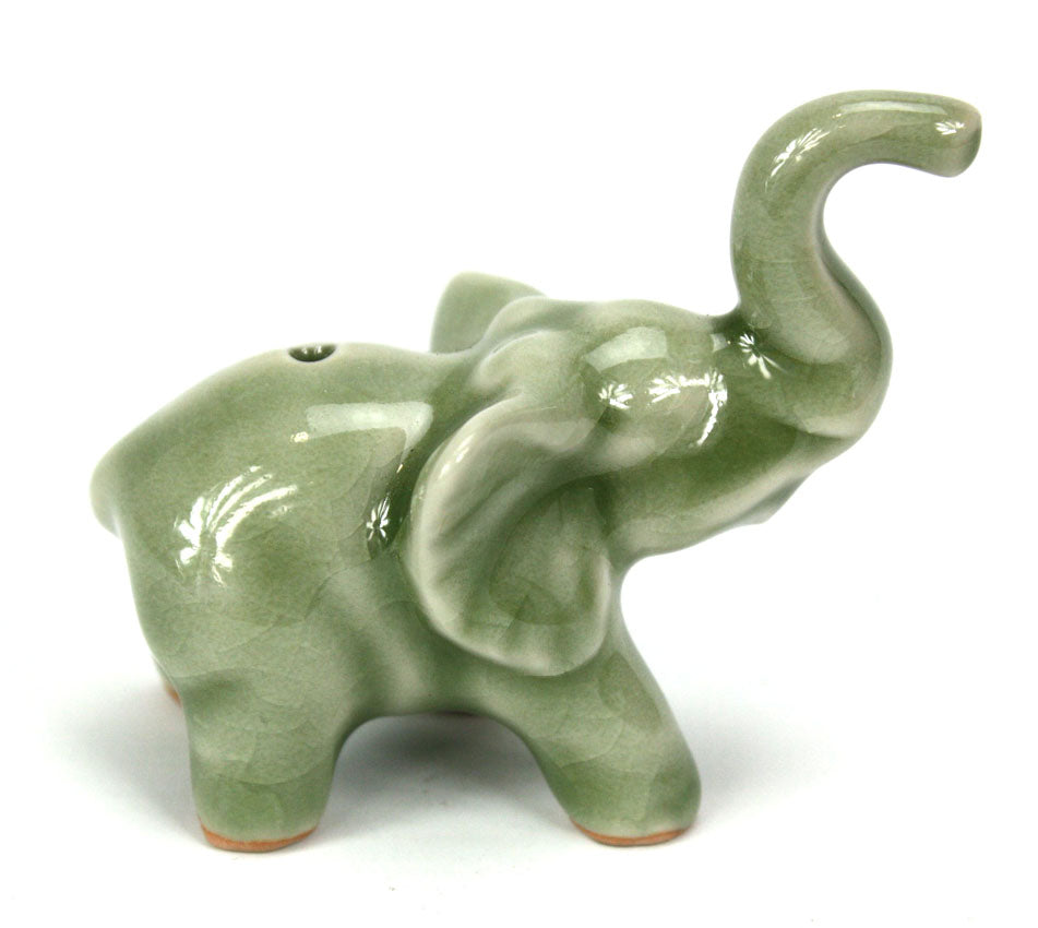 Celadon elephant incense stick holder - farangshop-co