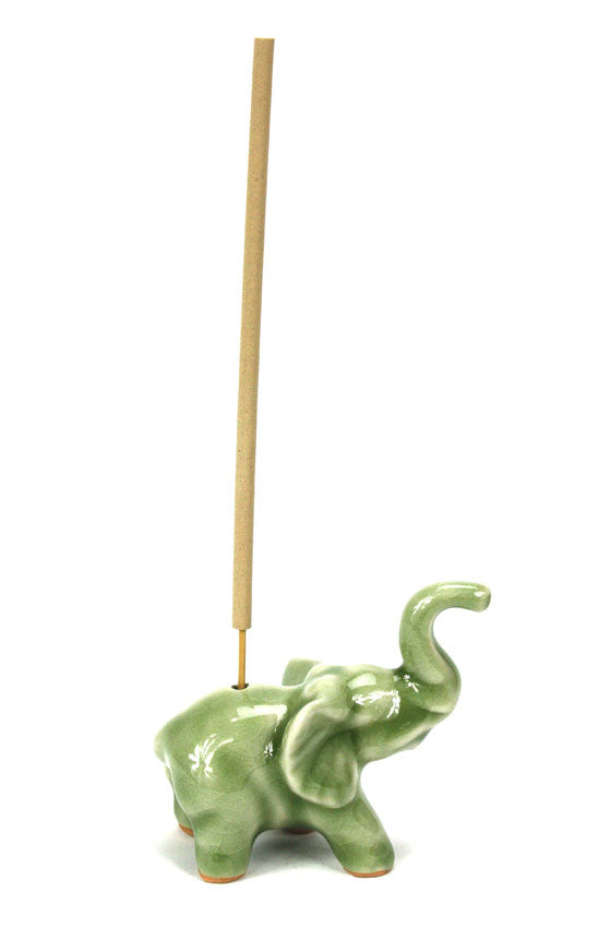 Celadon elephant incense stick holder - farangshop-co