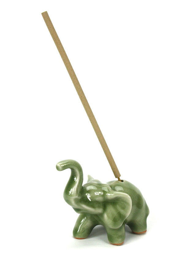 Celadon elephant incense stick holder - farangshop-co