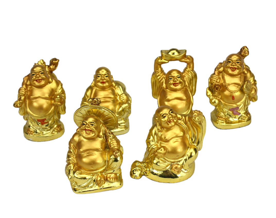 Set of 6 Chinese Happy Buddhas - farangshop-co