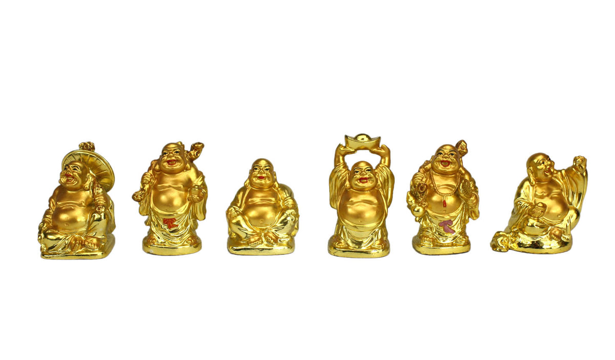 Set of 6 Chinese Happy Buddhas - farangshop-co