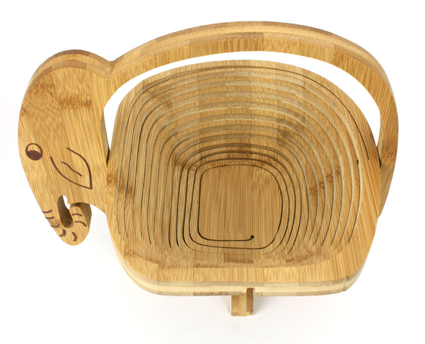 Foldable Fruit Bowl Basket, Elephant Design - folds flat - farangshop-co