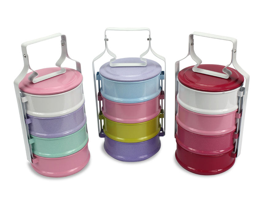 Colourful Thai Tiffin Pinto Food Carrier Lunch Set, 4 x 14cm - farangshop-co