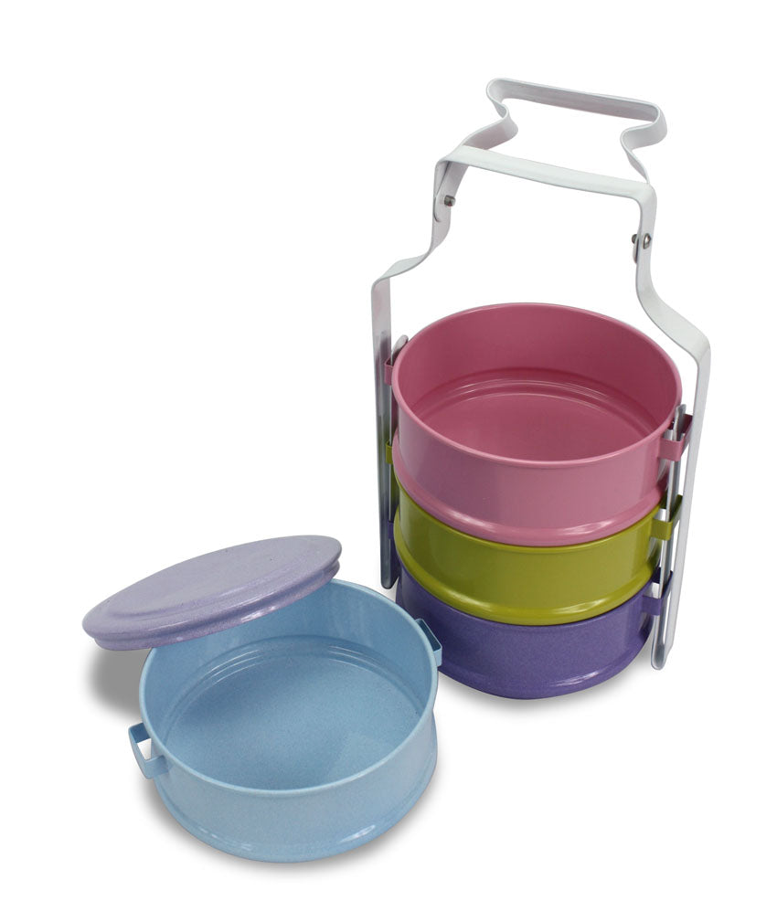 Colourful Thai Tiffin Pinto Food Carrier Lunch Set, 4 x 14cm - farangshop-co