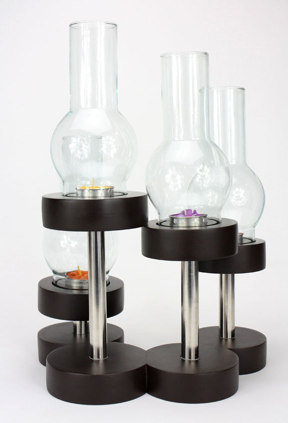 Contemporary Thai candle holder with 4 glass lanterns - farangshop-co