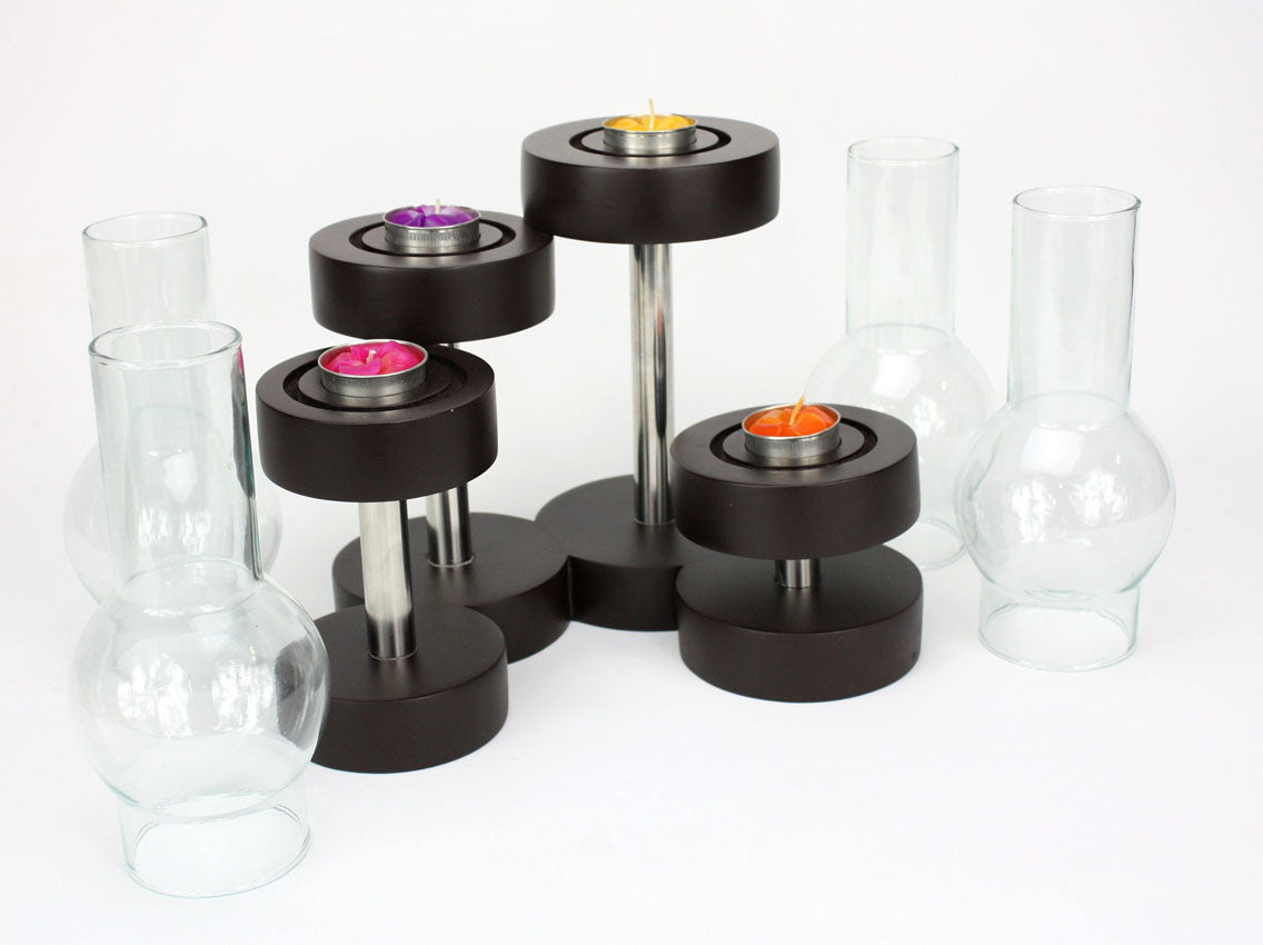 Contemporary Thai candle holder with 4 glass lanterns - farangshop-co