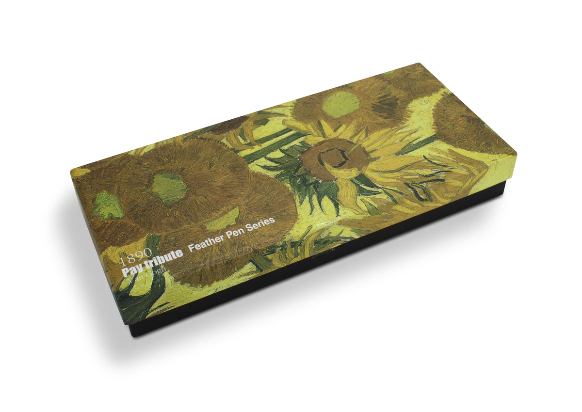 Van Goch Sunflowers Feather Pen Set: Vintage Style Calligraphy Fountain Pen Set with ink. - farangshop-co