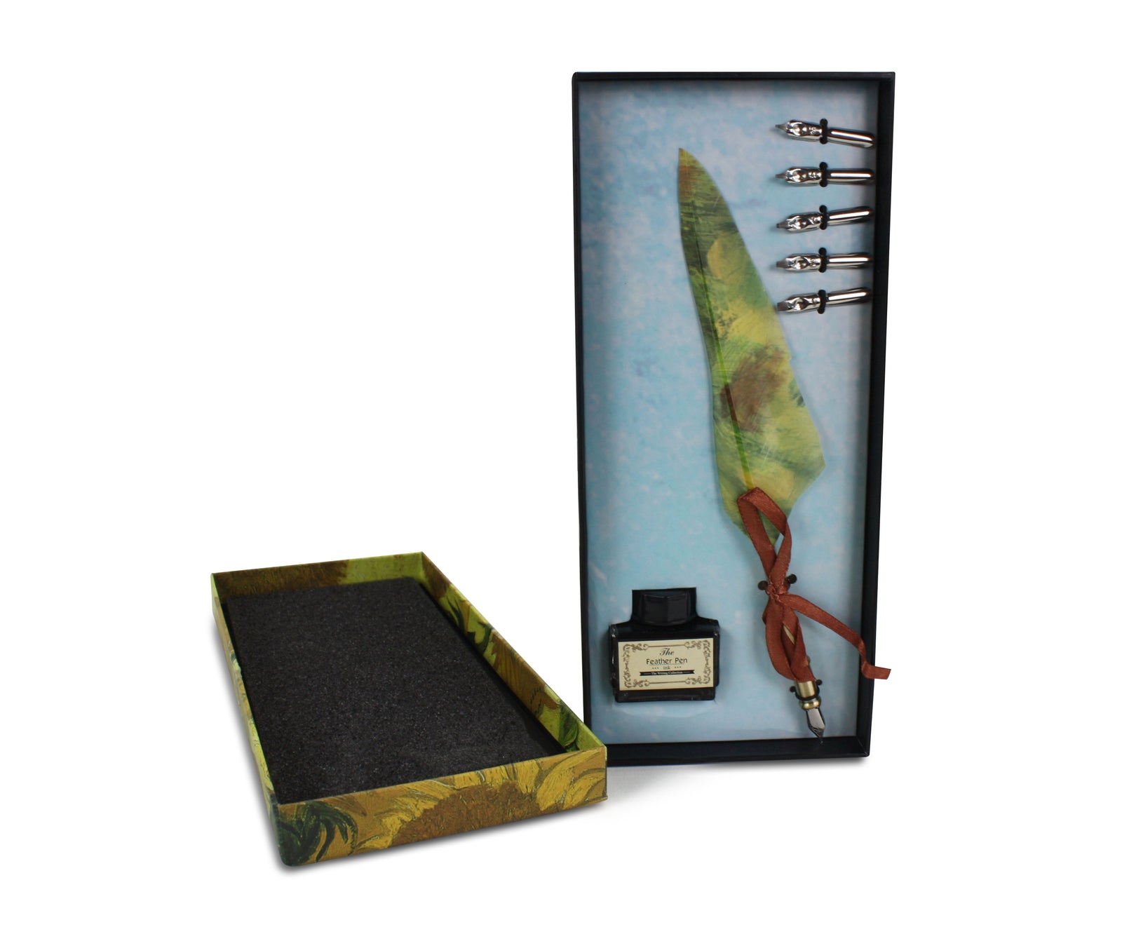 Van Goch Sunflowers Feather Pen Set: Vintage Style Calligraphy Fountain Pen Set with ink. - farangshop-co