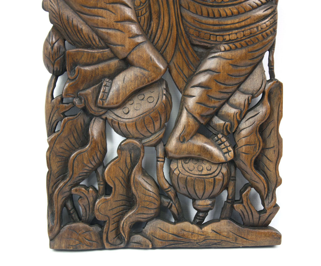 Carved teak wall panels, Ganesh design, 90cm x 35cm, GN01 - farangshop-co
