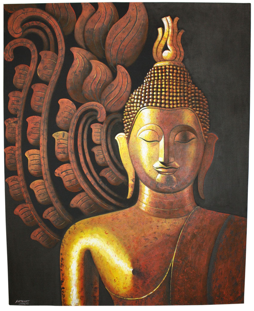 Gold Buddha painting, 100cm x 80cm. - farangshop-co