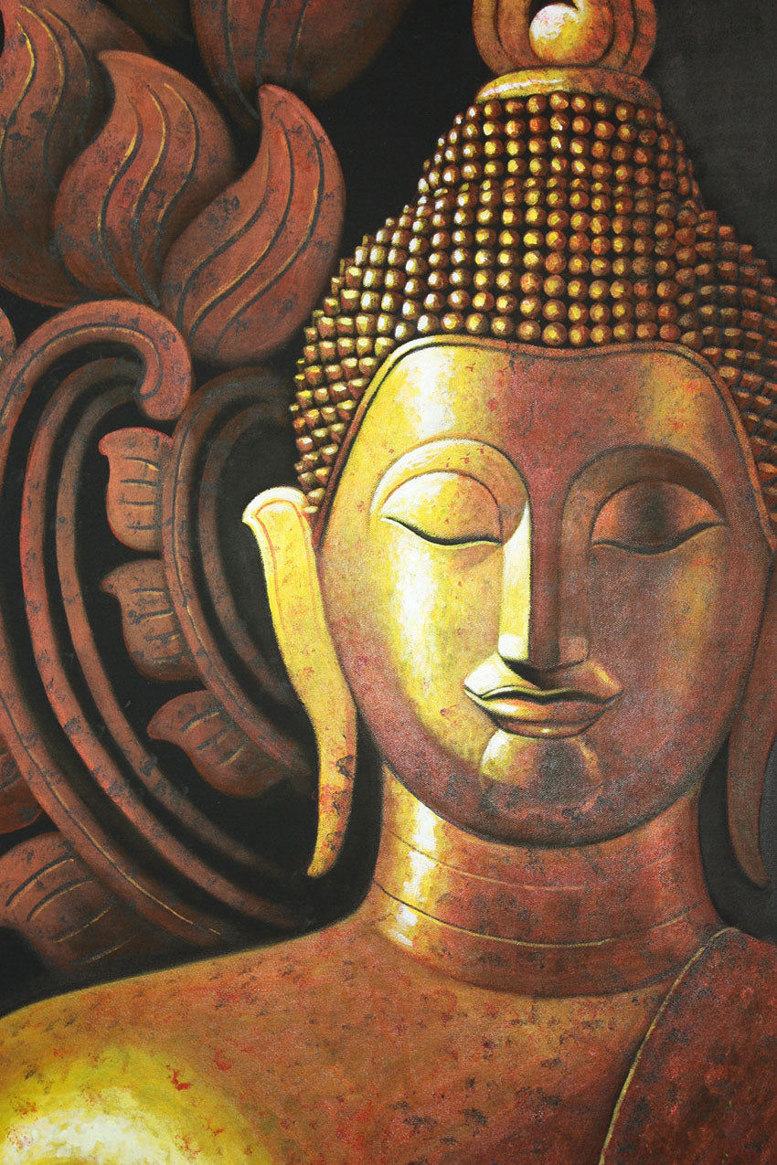 Gold Buddha painting, 100cm x 80cm. - farangshop-co