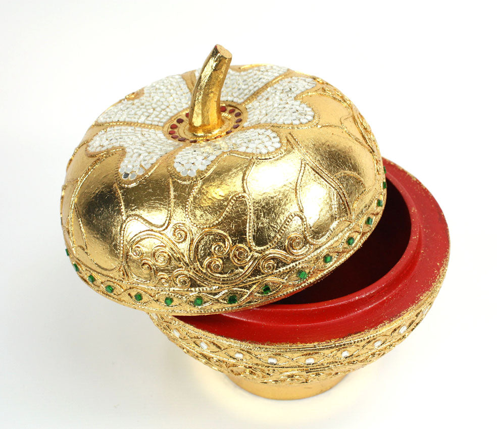 Gold leaf Lanna pumpkin box - 3 sizes, Thai craft - farangshop-co