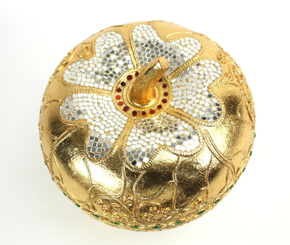 Gold leaf Lanna pumpkin box - 3 sizes, Thai craft - farangshop-co