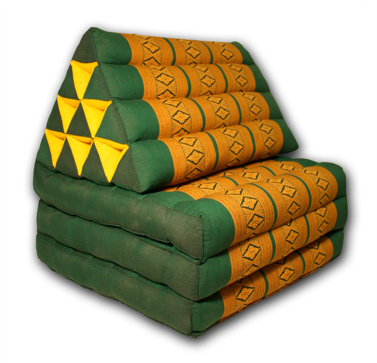 Thai daybed Green and gold pattern standard three-fold - farangshop-co