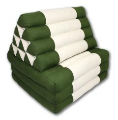 Green and cream cotton linen fabric standard three-fold Thai cushion - farangshop-co