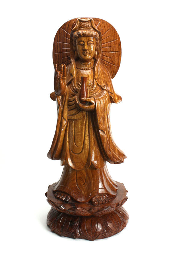 Guanyin - large woodcarving - farangshop-co