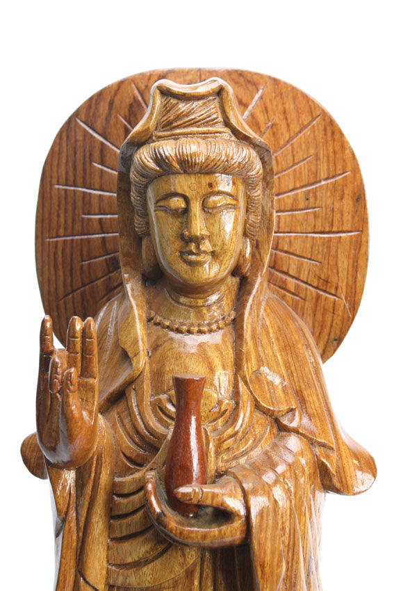 Guanyin - large woodcarving - farangshop-co