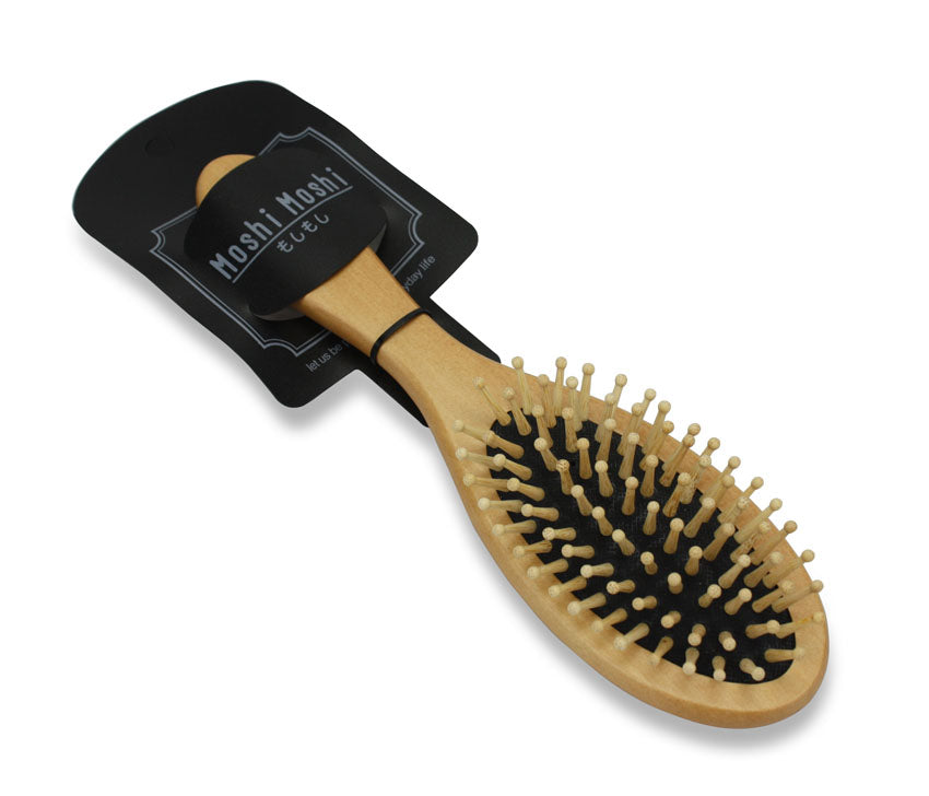 Wooden hairbrush by Moshi Moshi, detangling antistatic massage brush - farangshop-co