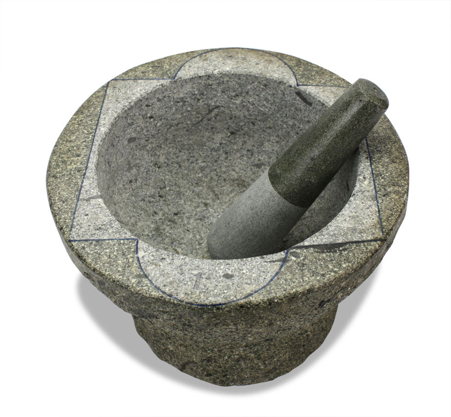 Thai Stone Mortar and Pestle, 12 inch size, Huge Size, 17kg - farangshop-co