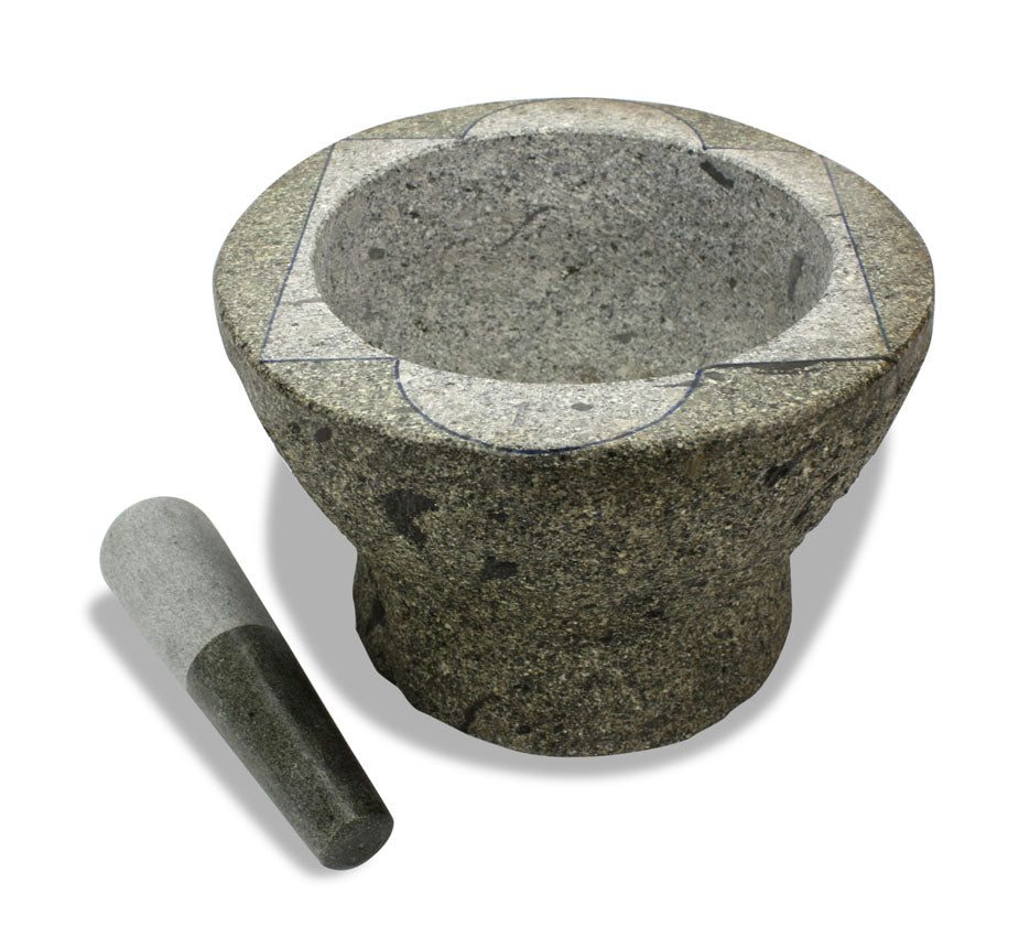 Thai Stone Mortar and Pestle, 12 inch size, Huge Size, 17kg - farangshop-co