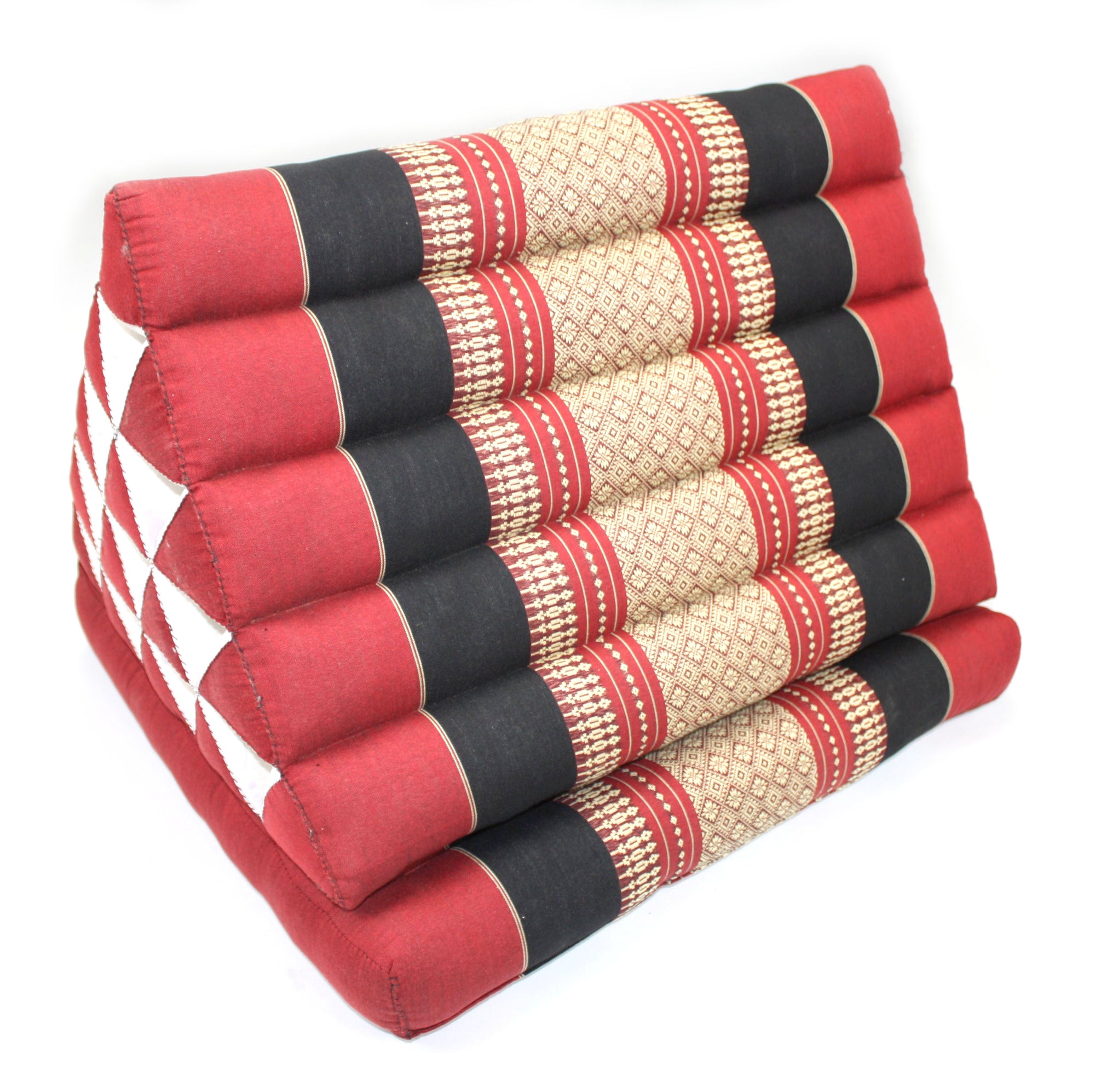 Red and Black Pattern Jumbo One Fold Thai Cushion, 55cm wide x 88cm long - farangshop-co