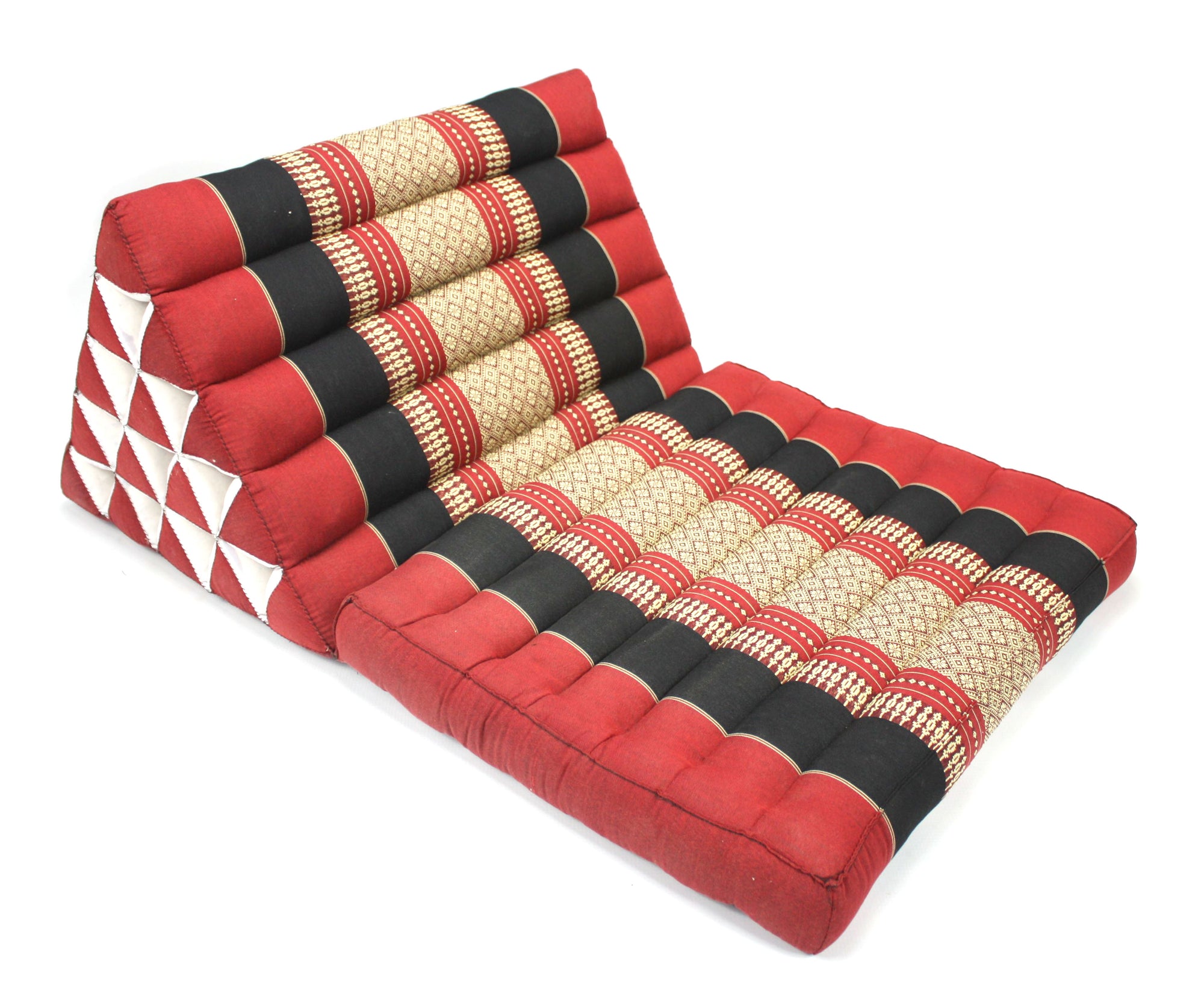 Red and Black Pattern Jumbo One Fold Thai Cushion, 55cm wide x 88cm long - farangshop-co