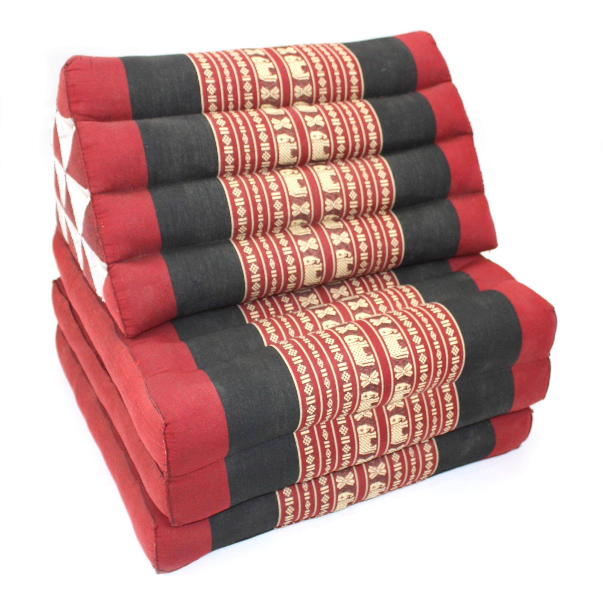 Red and Black Elephant Pattern standard three fold Thai Cushion - farangshop-co