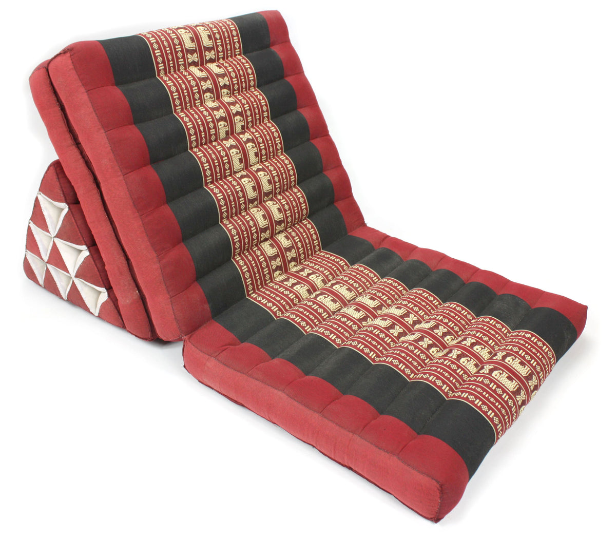 Red and Black Elephant Pattern standard three fold Thai Cushion - farangshop-co