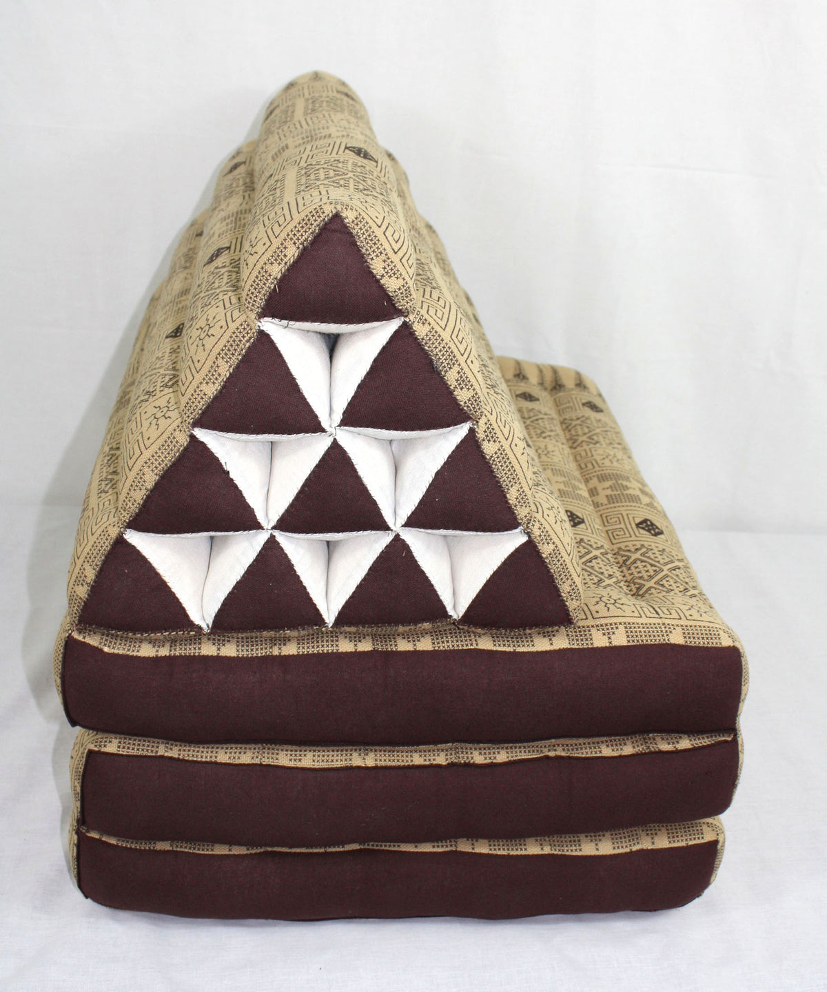 Earth pattern brown cream three-fold Thai cushion - farangshop-co