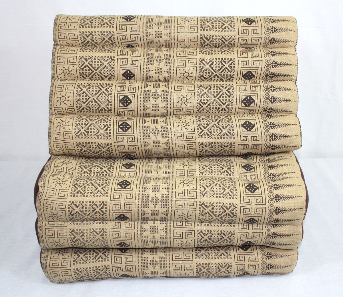 Earth pattern brown cream three-fold Thai cushion - farangshop-co