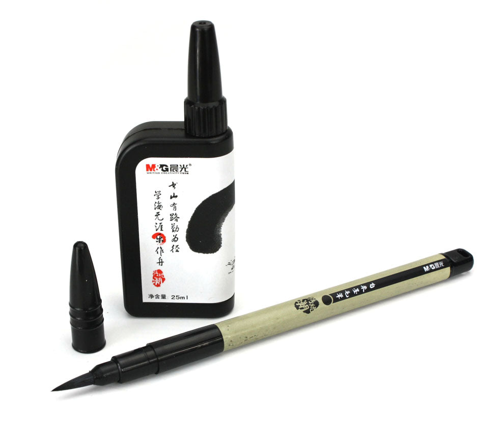 3pcs chinese japanese calligraphy brush marker or refillable black  lettering marker soft handwriting pen as Tombow Fudenosuke