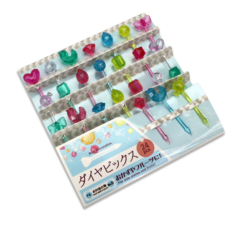 Cute Japanese Food Picks for Kids Bento Box Lunch - 24 x Crystal Jewels - farangshop-co