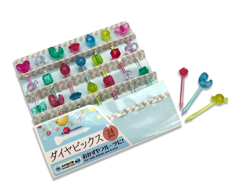 Cute Japanese Food Picks for Kids Bento Box Lunch - 24 x Crystal Jewels - farangshop-co