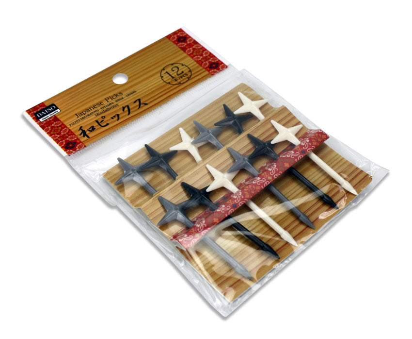 Cute Japanese Food Picks for Kids Bento Box Lunch - Ninja Star Shuriken, 12 per pack - farangshop-co
