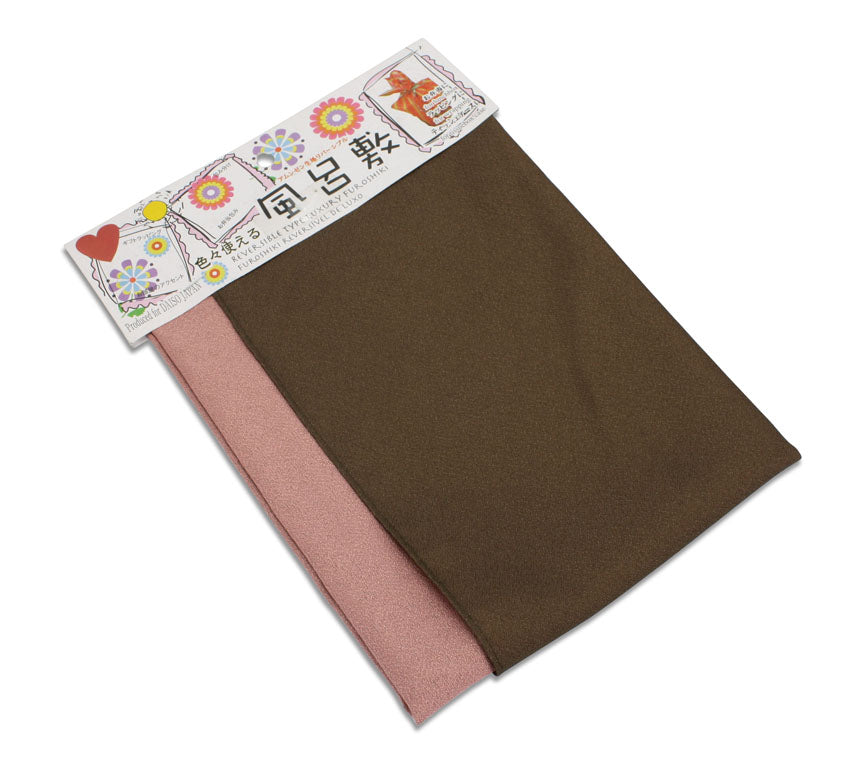 Japanese Furoshiki Wrapping Cloth, Reversible Type Brown Pink, 48cm x 48cm - farangshop-co