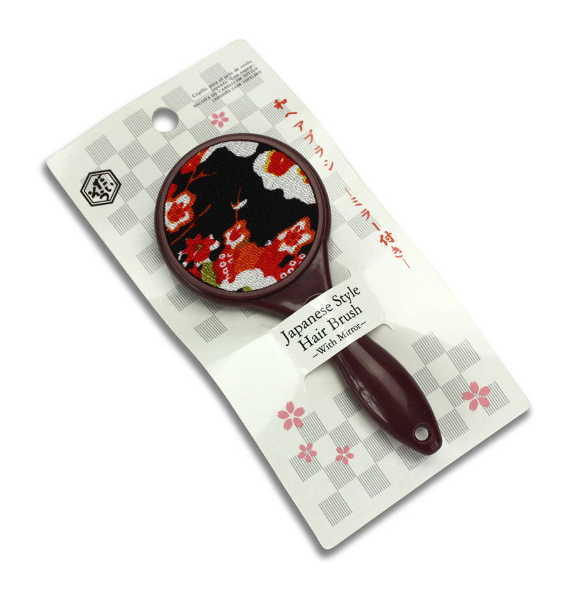 Small Japanese Style Hairbrush with Make-up Mirror - farangshop-co